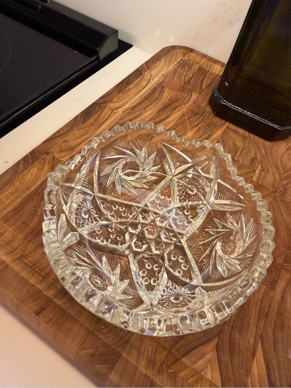 Carved Glass Trinket Dish with Star Detail